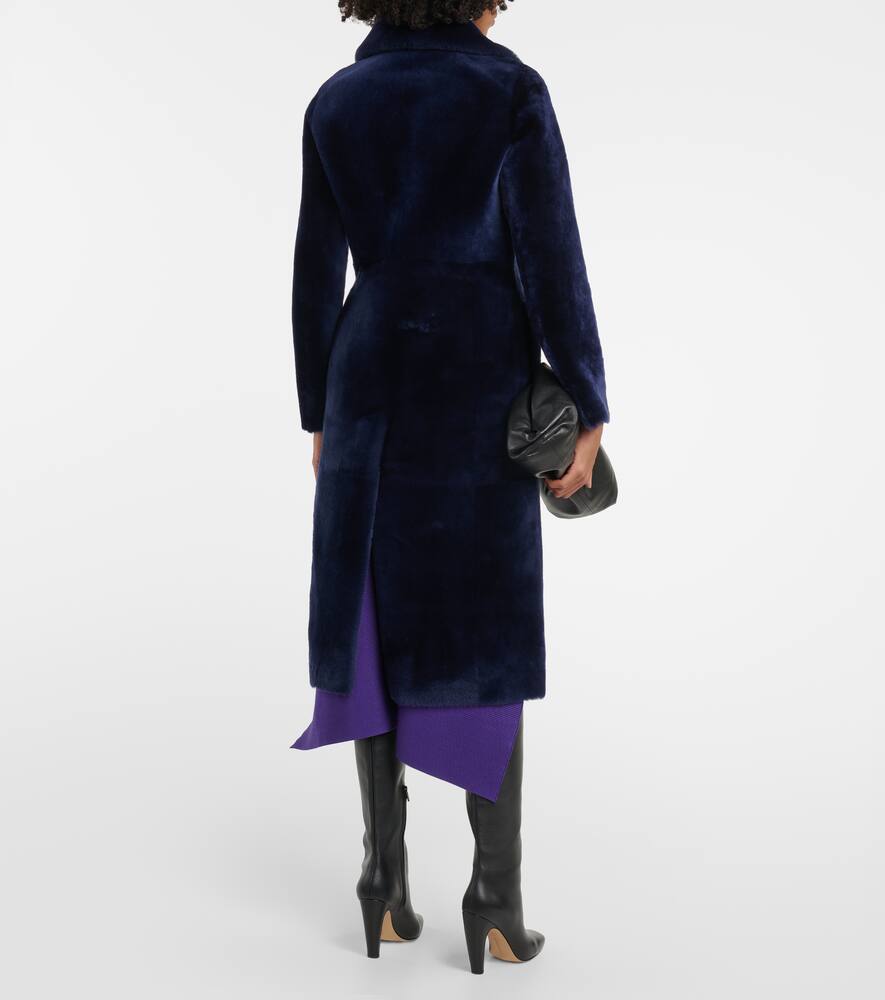 Shop Blancha Double-breasted Shearling Coat In Blue