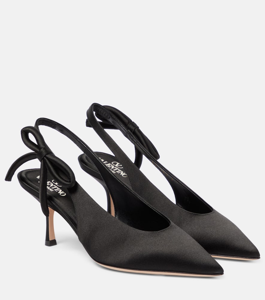 Valentino Nite-out 70 Satin Slingback Pumps In Black