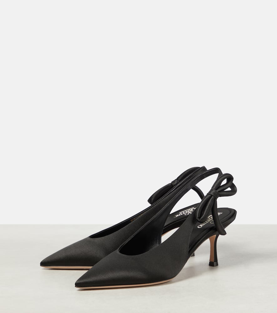 Valentino Nite-out 70 Satin Slingback Pumps In Black