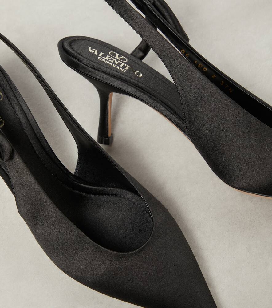 Valentino Nite-out 70 Satin Slingback Pumps In Black