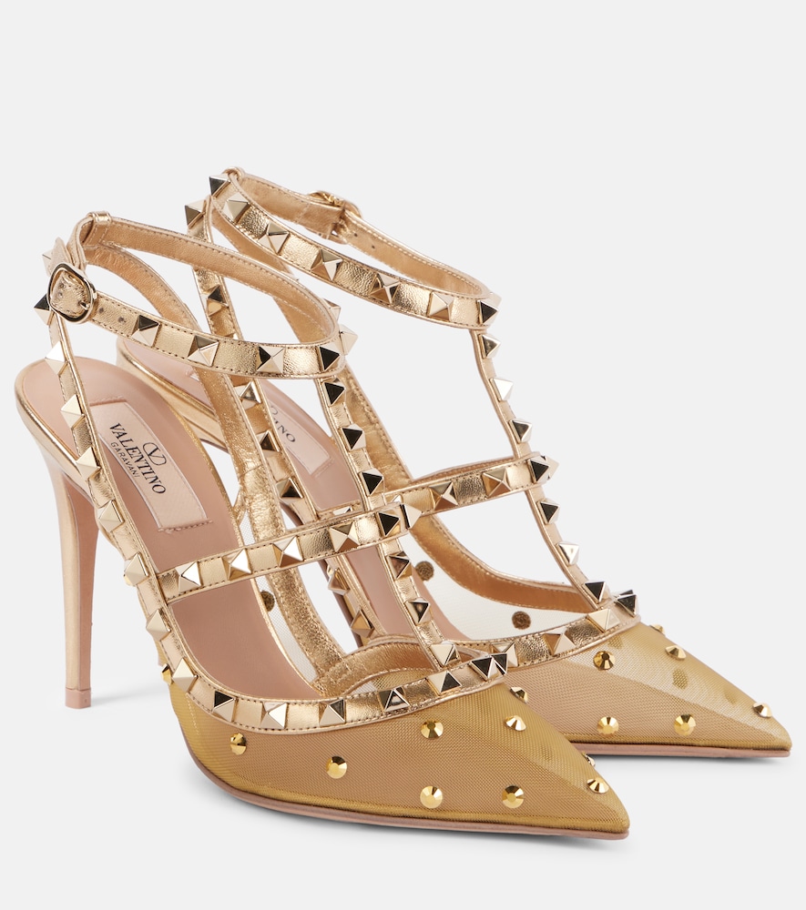 Rockstud 105 메시 레더 펌프스