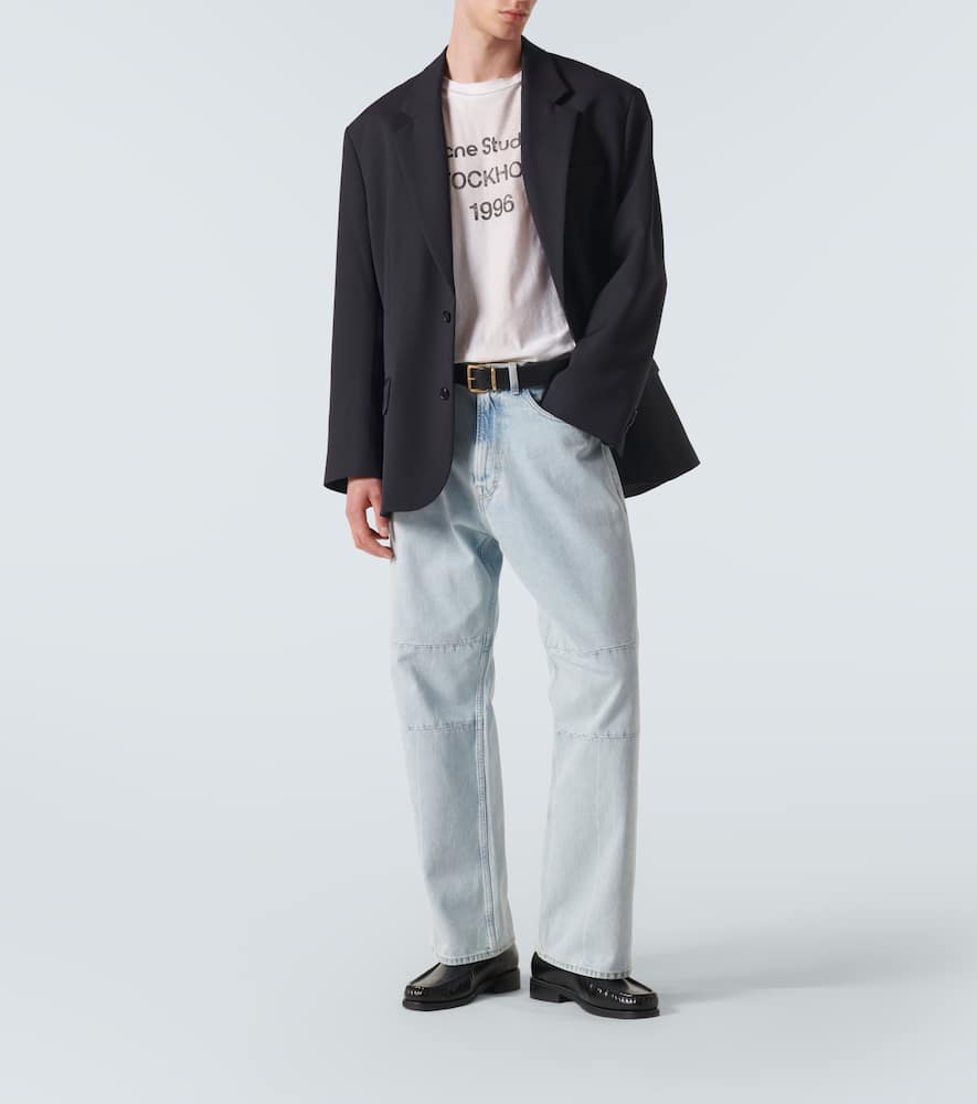 Acne Studios Mens Distressed Long-sleeve Logo T-shirt In Dusty White