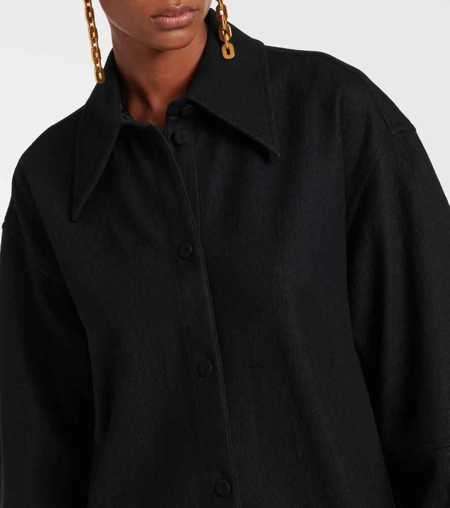 Jil Sander Asymmetrical Wool Dress With Draped Panel And Button Closure In Schwarz