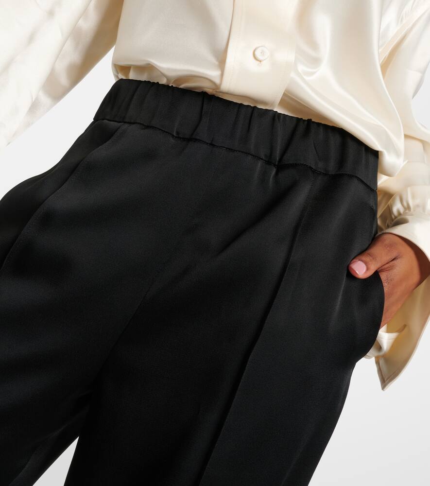 Jil Sander Pleated Satin Wide Leg Pants In Black