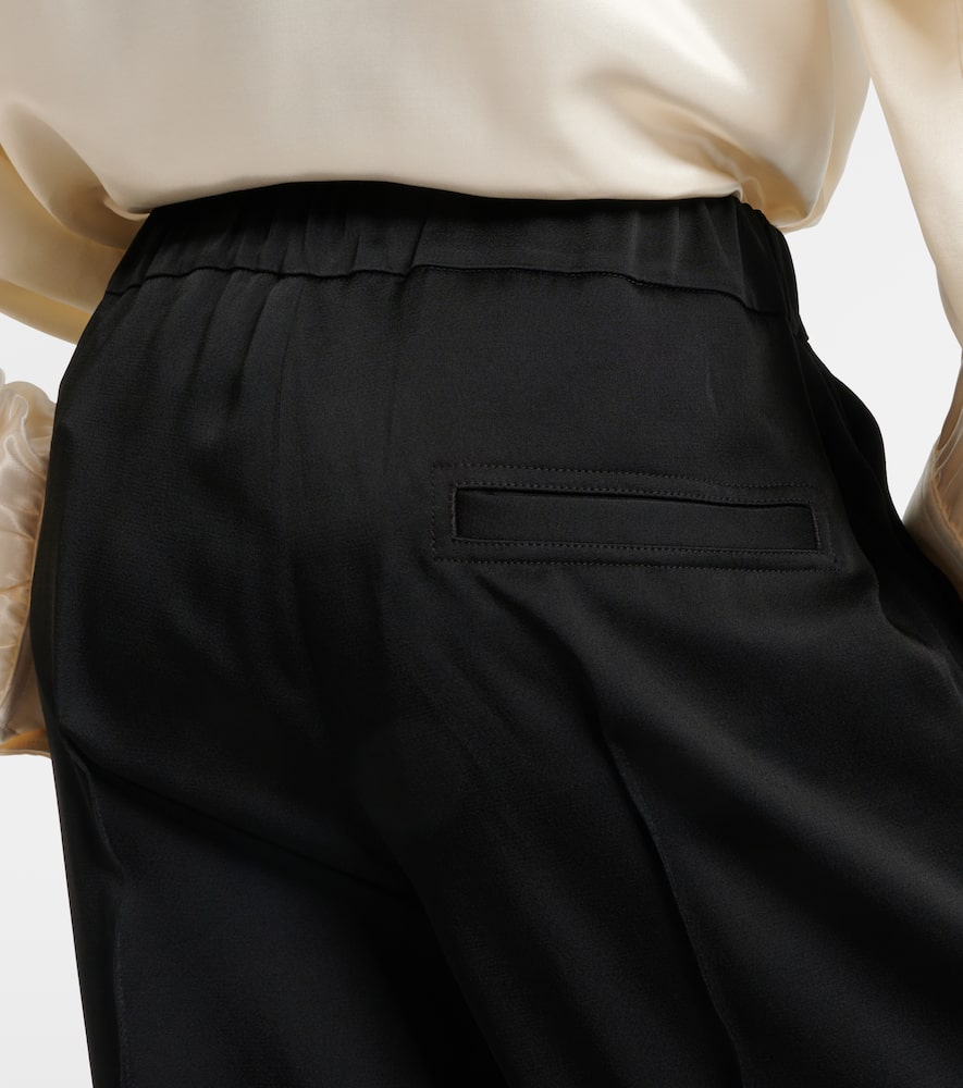 Jil Sander Pleated Satin Wide Leg Pants In Black