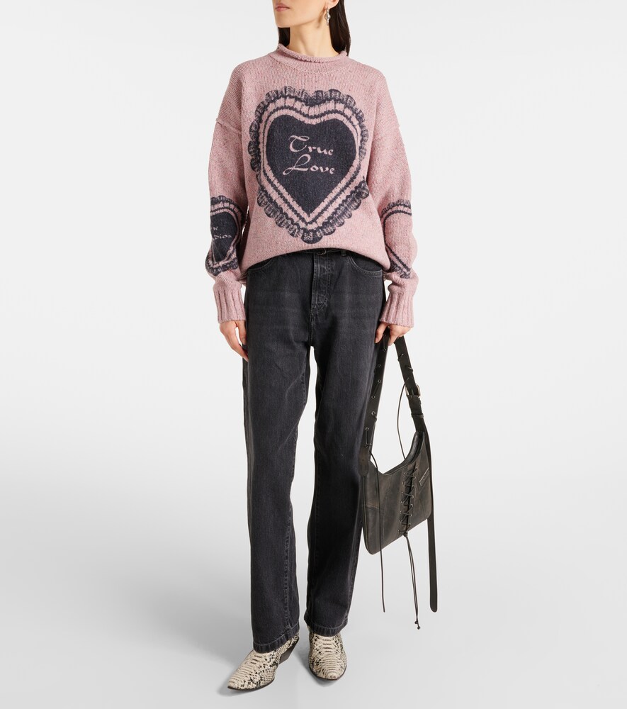Printed Wool-Blend Sweater