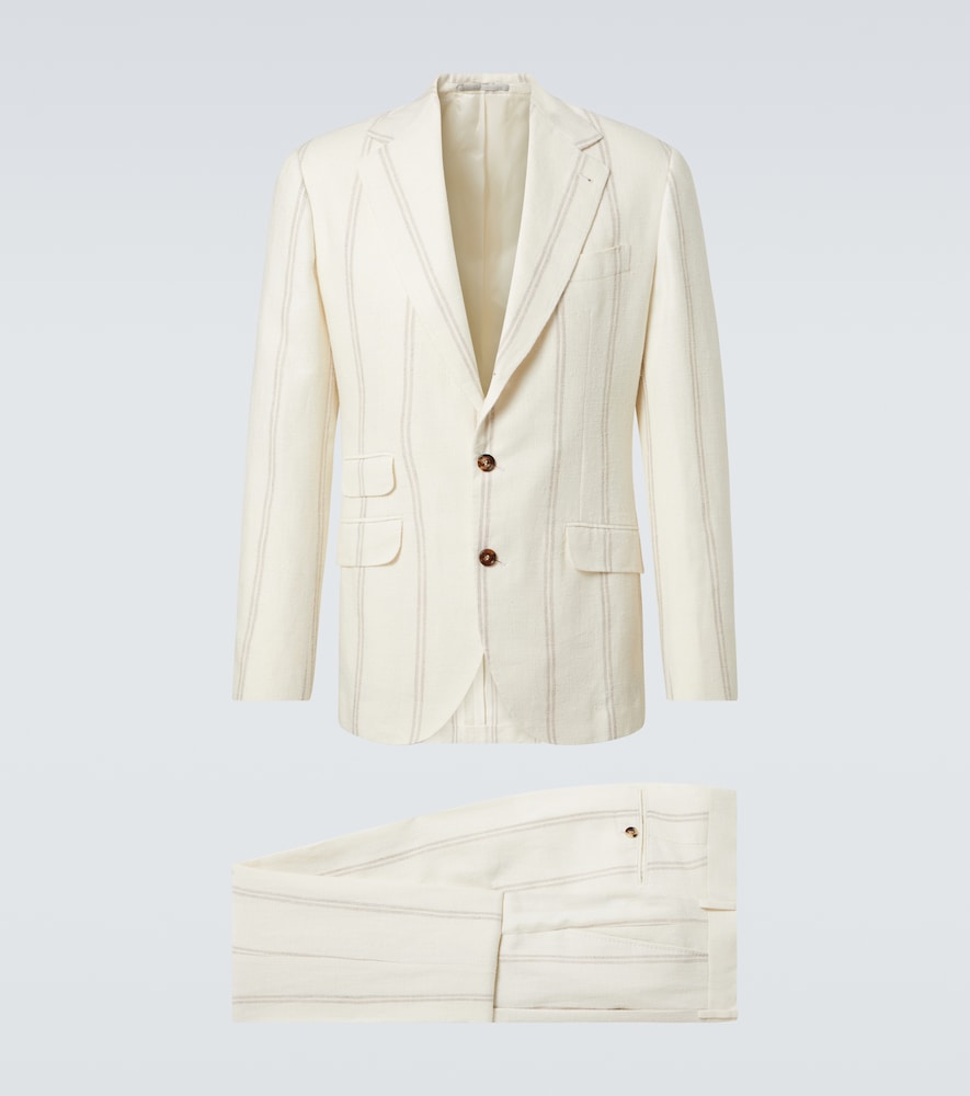 BRUNELLO CUCINELLI Brunello Cucinelli Striped linen and wool-blend suit　Brunello Cucinelli ストライプのリネンとウールの混紡スーツ