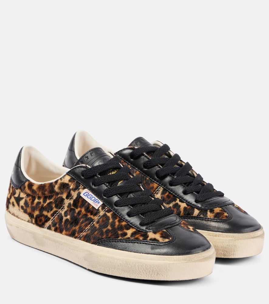 Golden Goose Soul Star Leather Sneakers In Beige Brown Black Leo/black