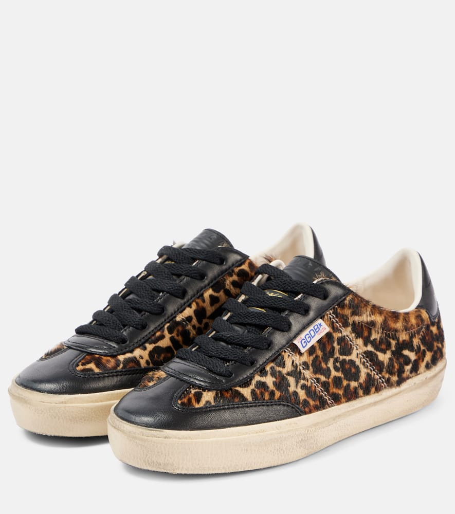 Golden Goose Soul Star Leather Sneakers In Beige Brown Black Leo/black
