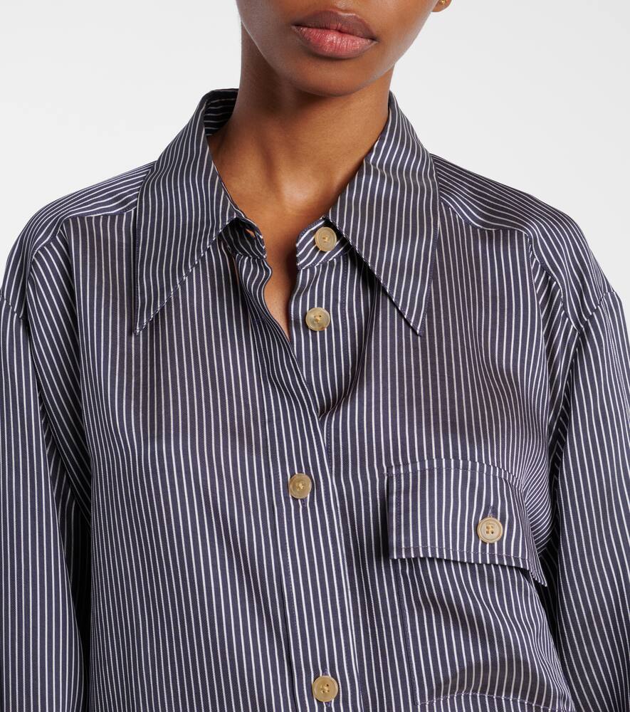 Khaite Yatty Stripe Button Down Blouse In Blue