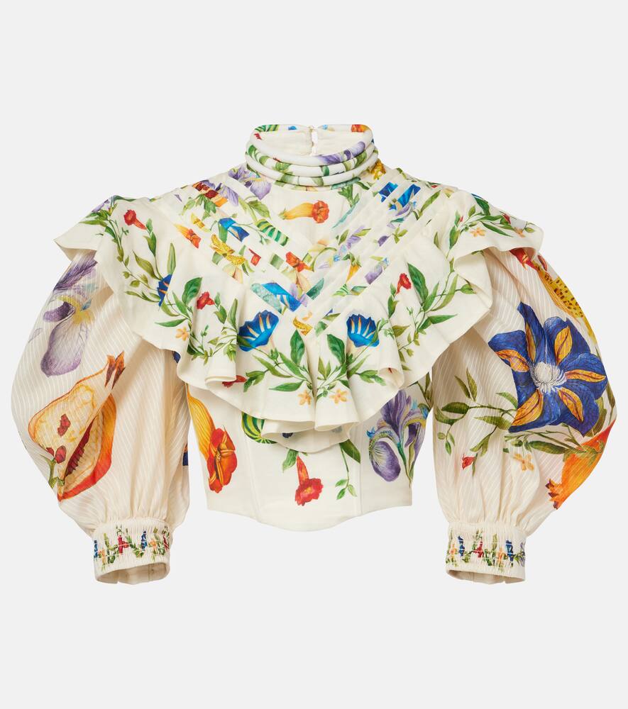 Alémais Flores ruffled floral ramie blouse