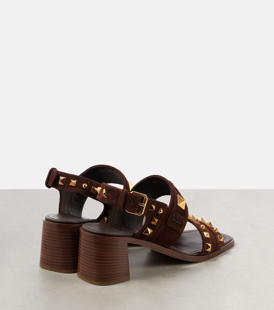 Valentino Garavani Women Brown Suede Plaster Caster Sandals