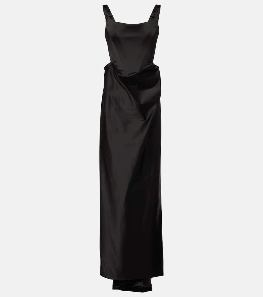 Camille draped crêpe satin bustier gown