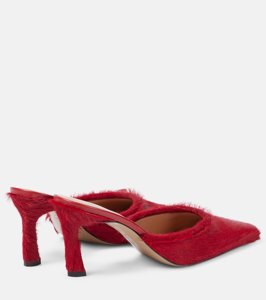 Attico Juno 75 Calf Hair Mules In Red