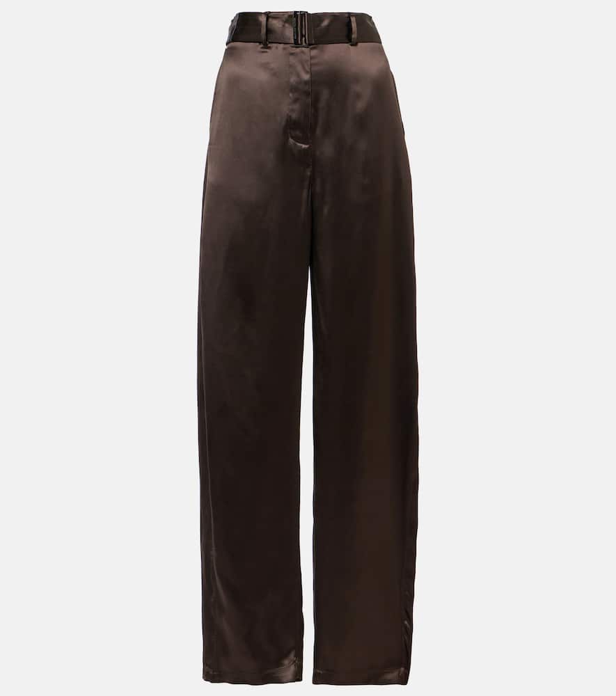 Silk-blend satin straight pants