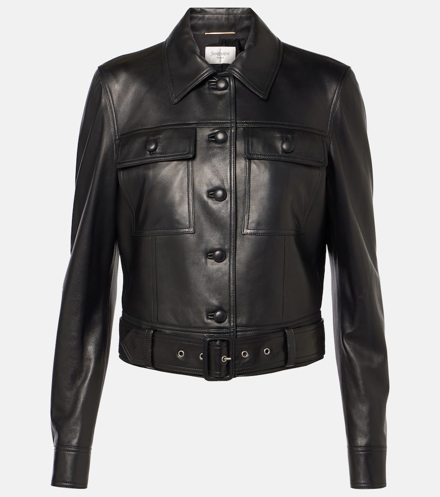 Cropped leather jacket