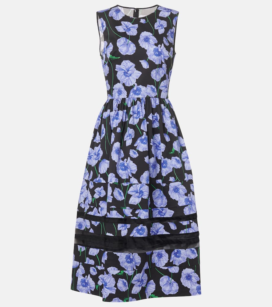 Carolina Herrera Floral belted cotton-blend midi dress
