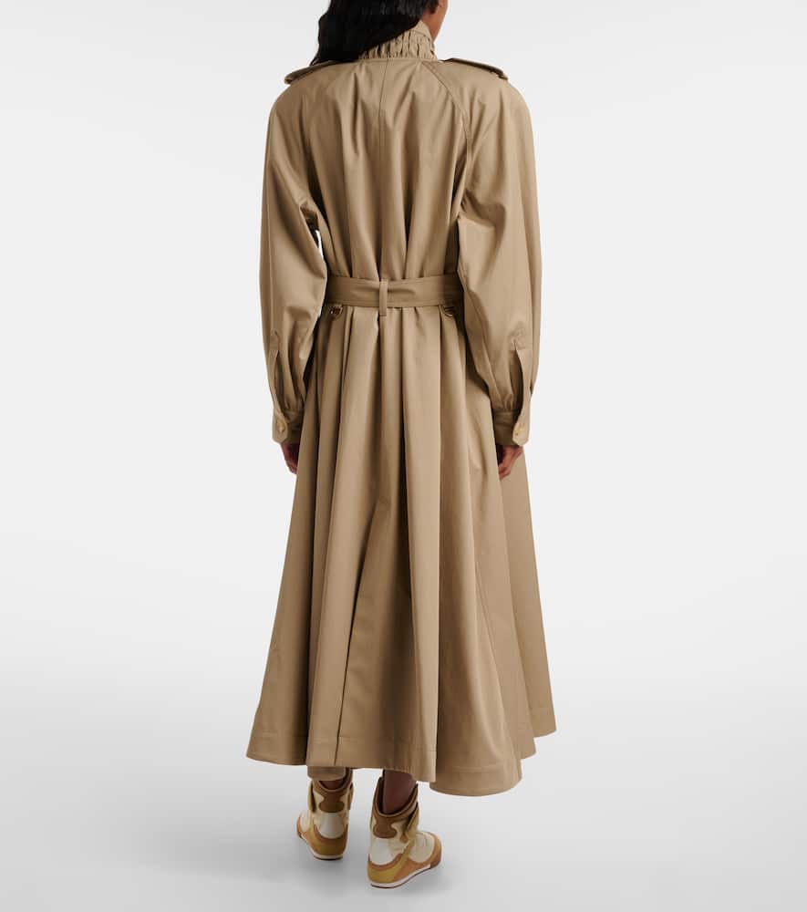 Chloé Long Trench Coat With Stand-up Collar In Cotton Gabardine