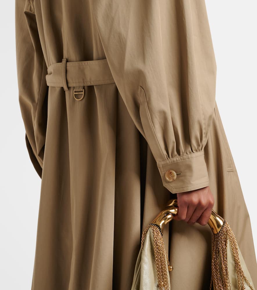 Chloé Long Trench Coat With Stand-up Collar In Cotton Gabardine