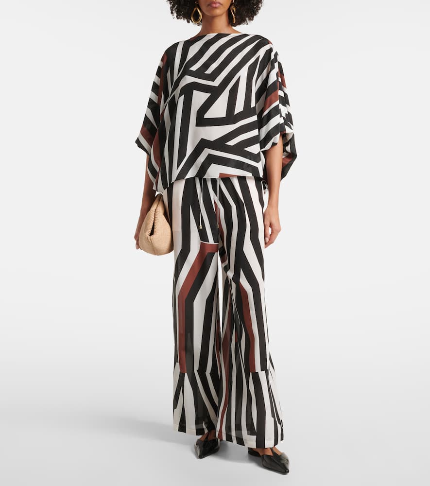 Max Mara Camino Striped Silk Top In Multicoloured