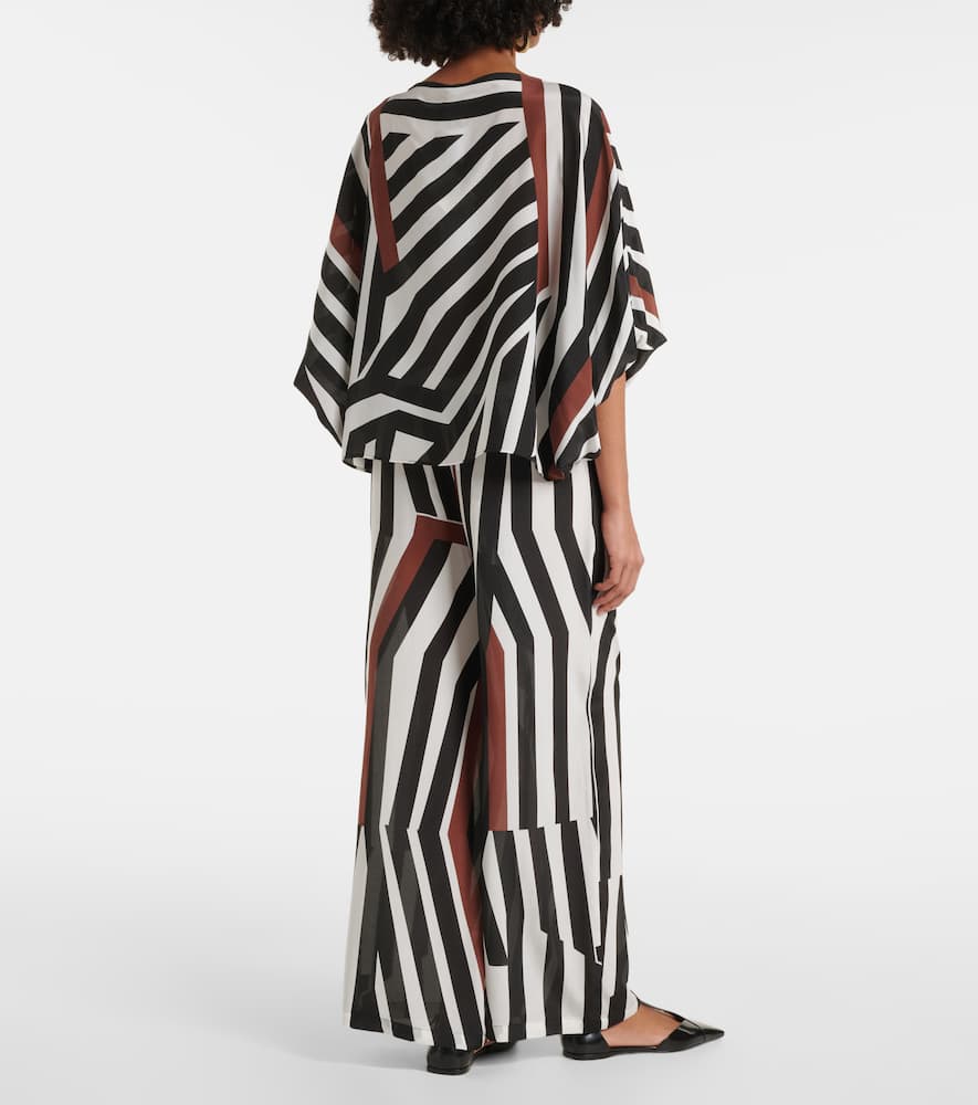 Max Mara Camino Striped Silk Top In Multicoloured