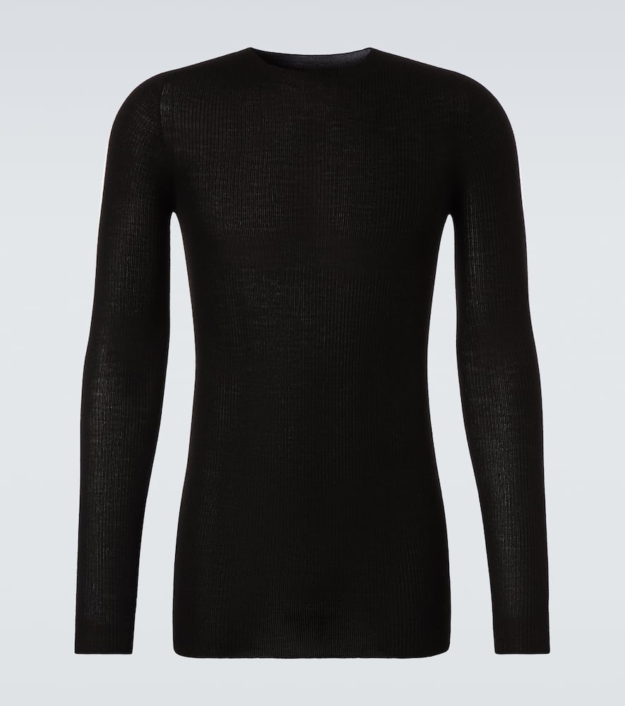 Ribbed-knit virgin wool sweater