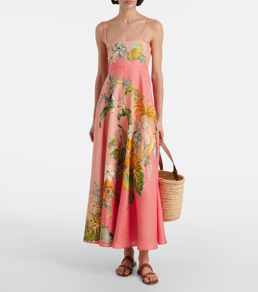 Alemais Floral Linen Maxi Dress In Pink