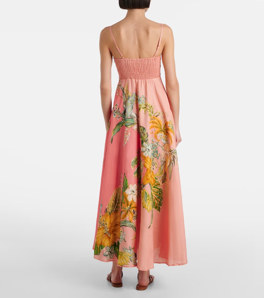 Alemais Floral Linen Maxi Dress In Pink