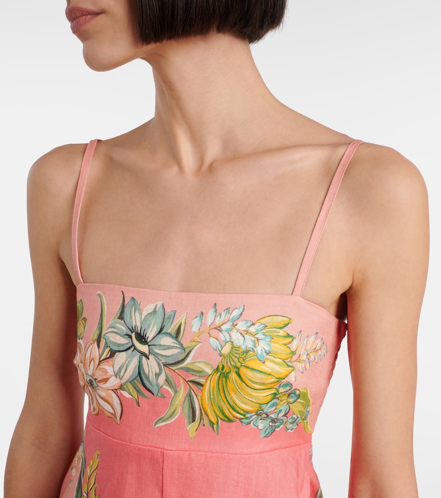 Alemais Floral Linen Maxi Dress In Pink