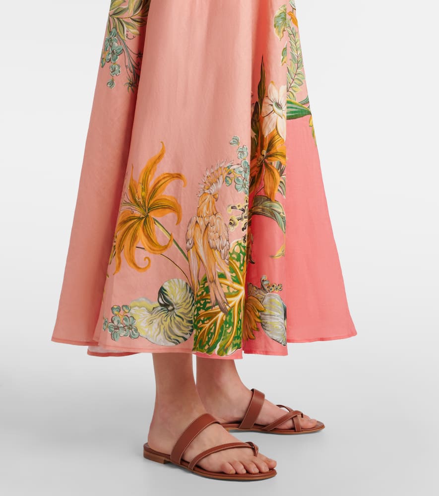 Alemais Floral Linen Maxi Dress In Pink