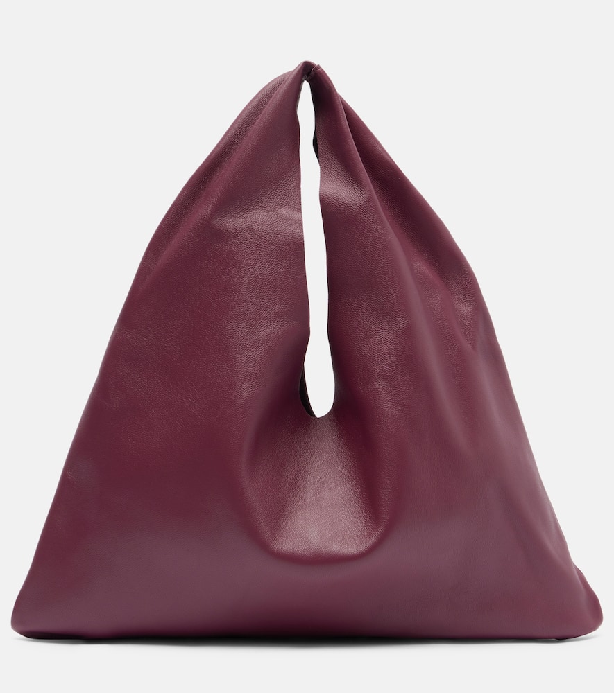 The Row Bindle Small Leather Tote Bag In Burgundy