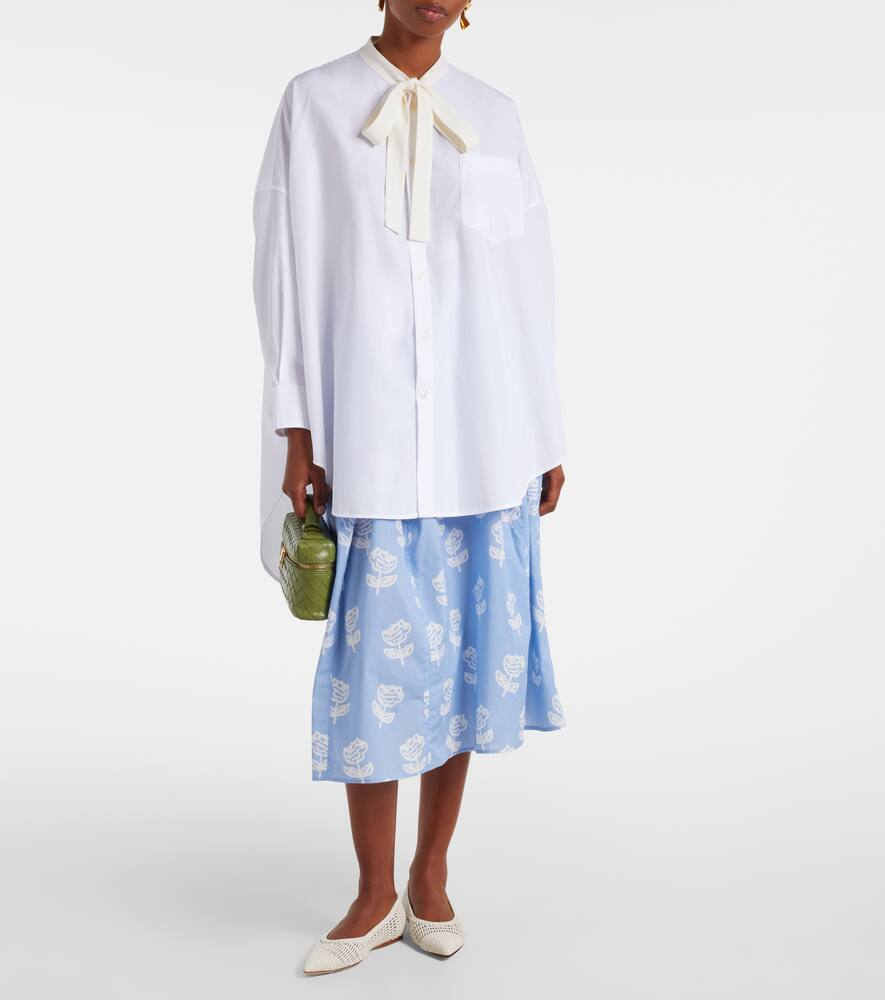 Marni Tie-neck Cotton Shirt Dress In White