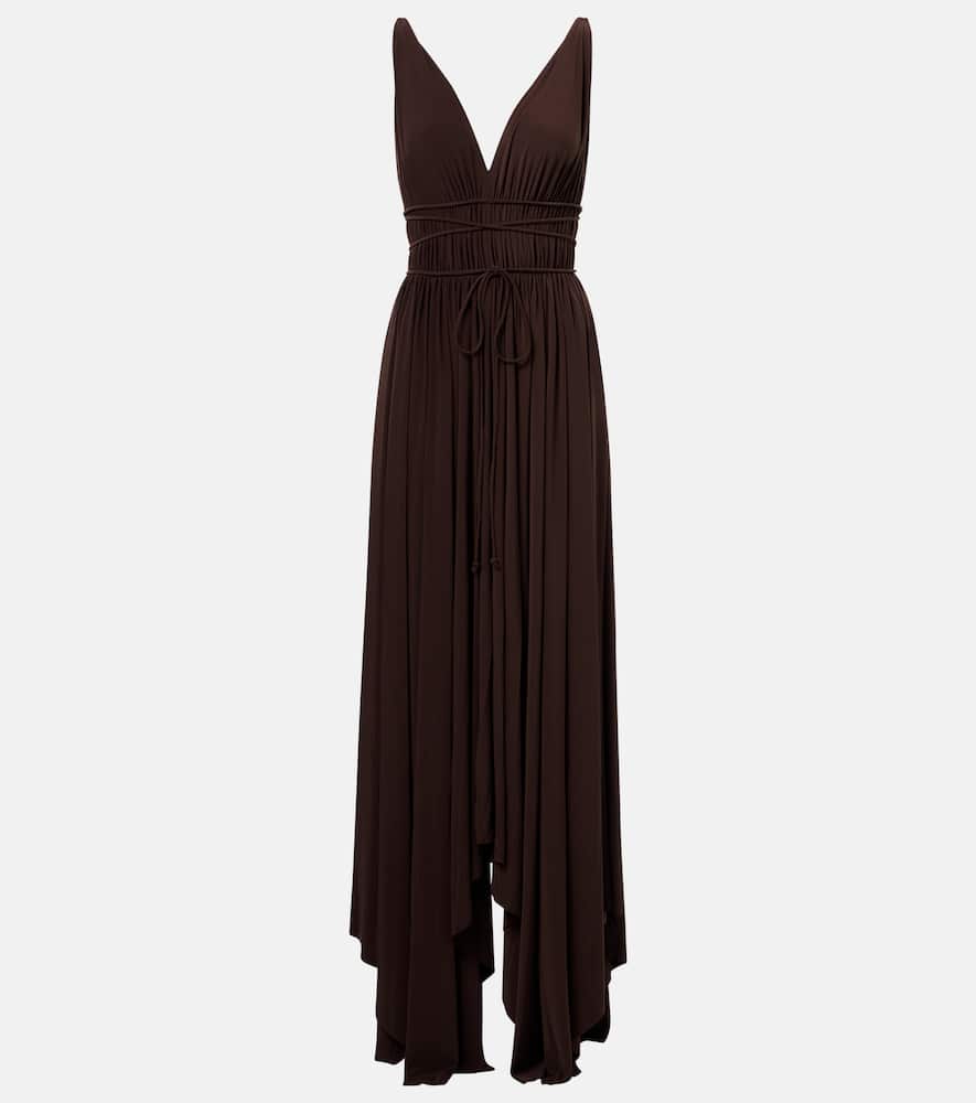 Goddess pleated jersey maxi dress