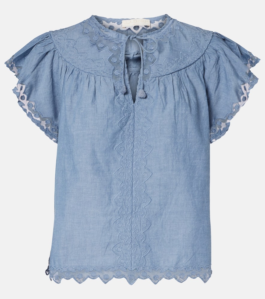 Effie lace-trimmed cotton top