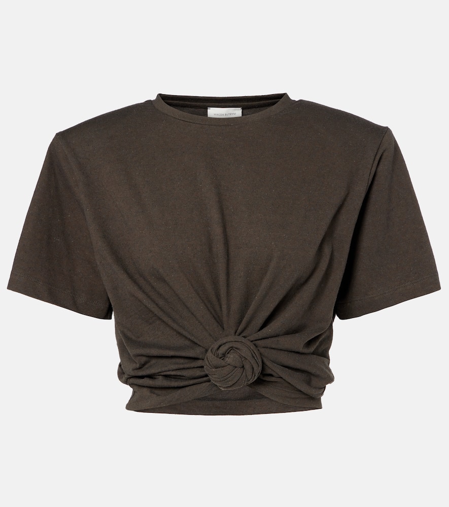 Magda Butrym Rose-accent Short-sleeve T-shirt In Gray