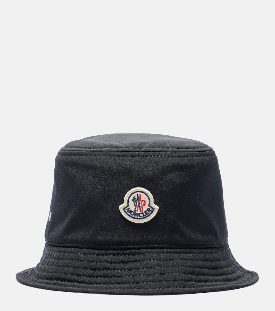Moncler Cotton Blend Bucket Hat In Black