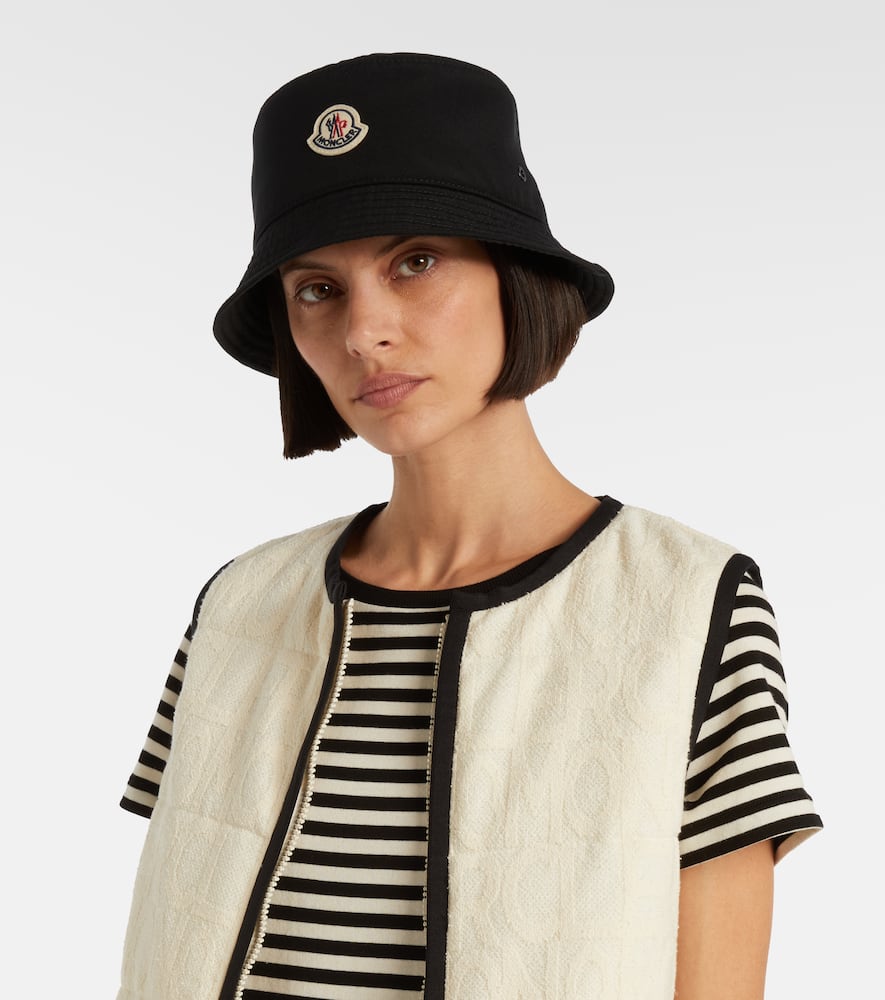 Moncler Cotton Blend Bucket Hat In Black