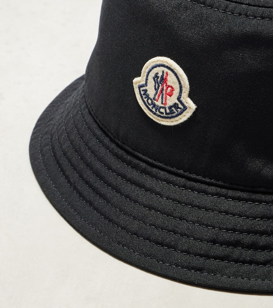 Moncler Cotton Blend Bucket Hat In Black