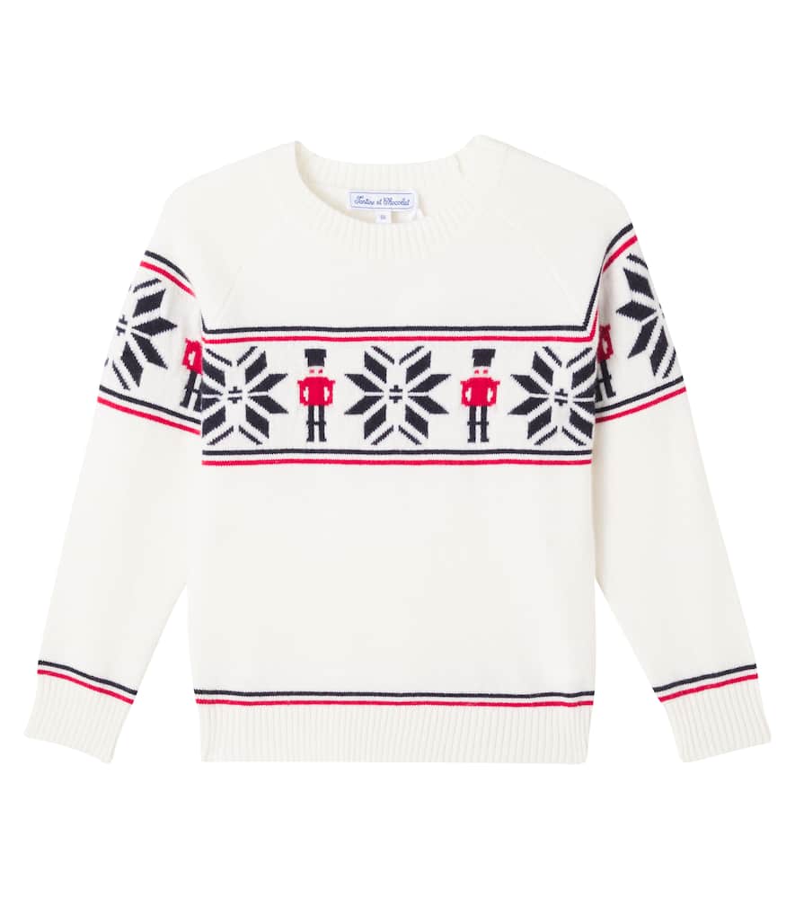 Tartine Et Chocolat Intarsia Wool Sweater In White