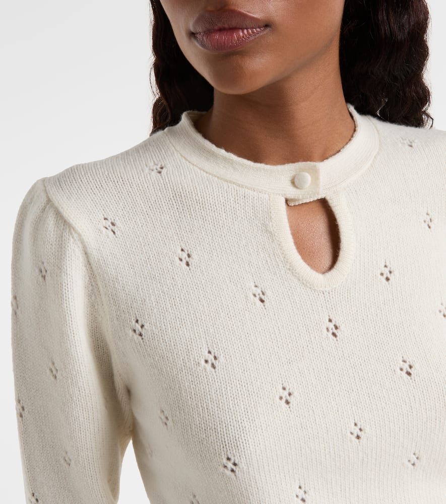 Chloé Chloe Pointelle Wool And Cashmere Sweater In White