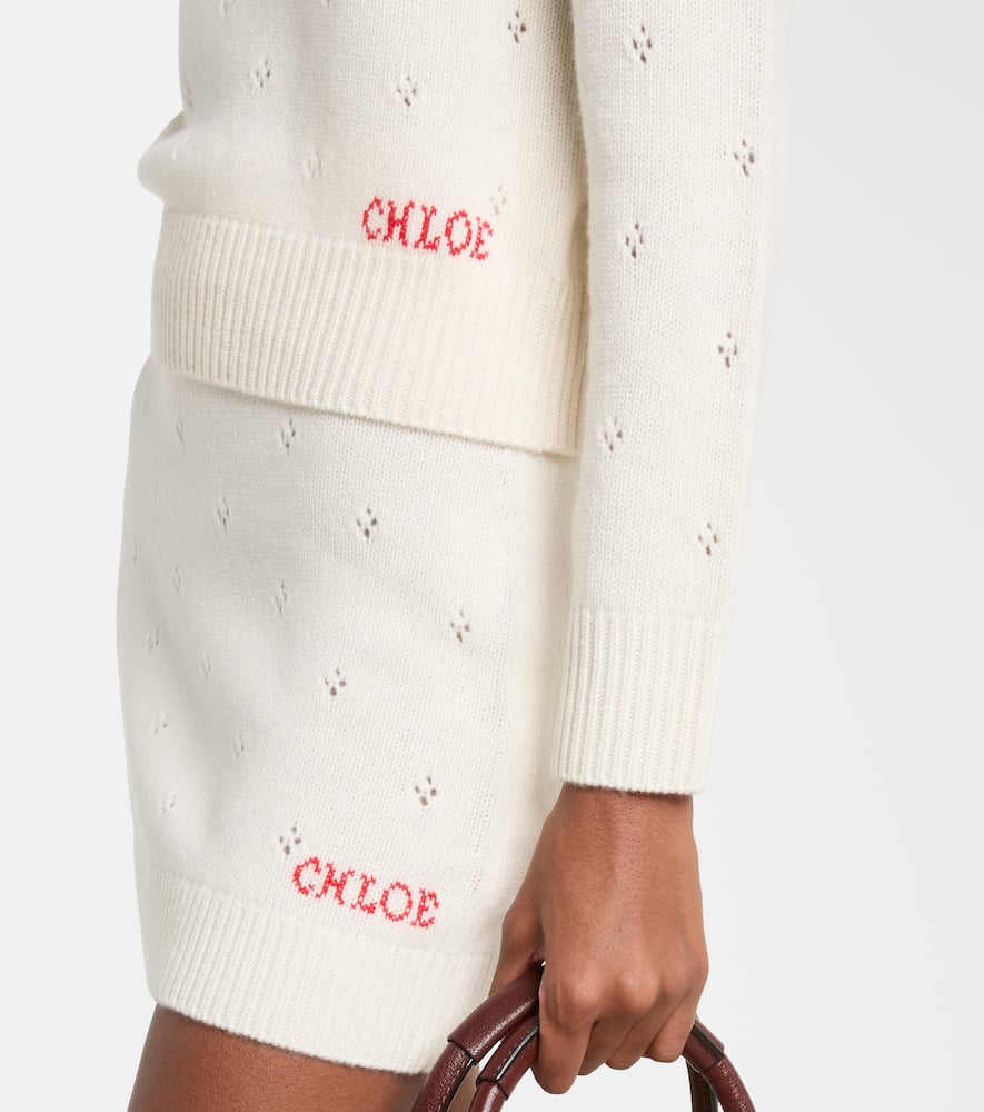 Chloé Chloe Pointelle Wool And Cashmere Sweater In White