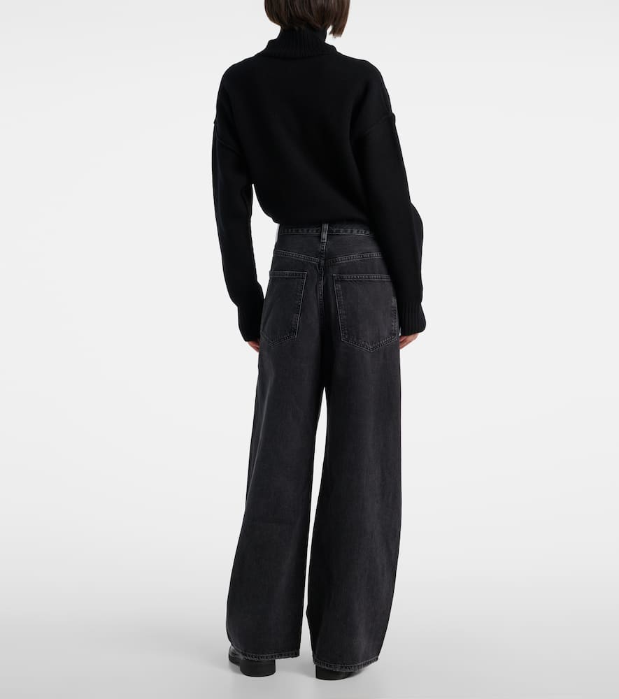Agolde Vana Fold High Rise Wide Leg Jeans In Arcane In Black