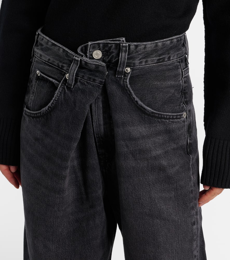 Agolde Vana Fold High Rise Wide Leg Jeans In Arcane In Black