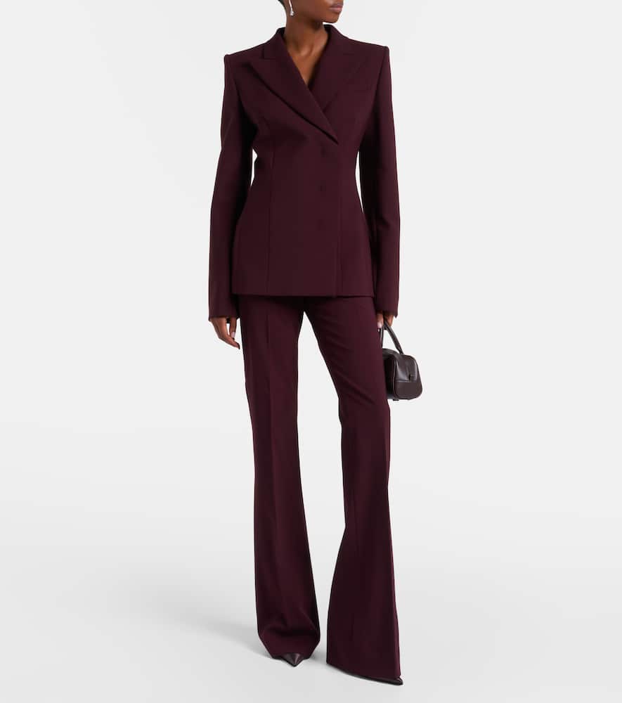 Sportmax Febe High-rise Wool-blend Flared Pants In Burgundy