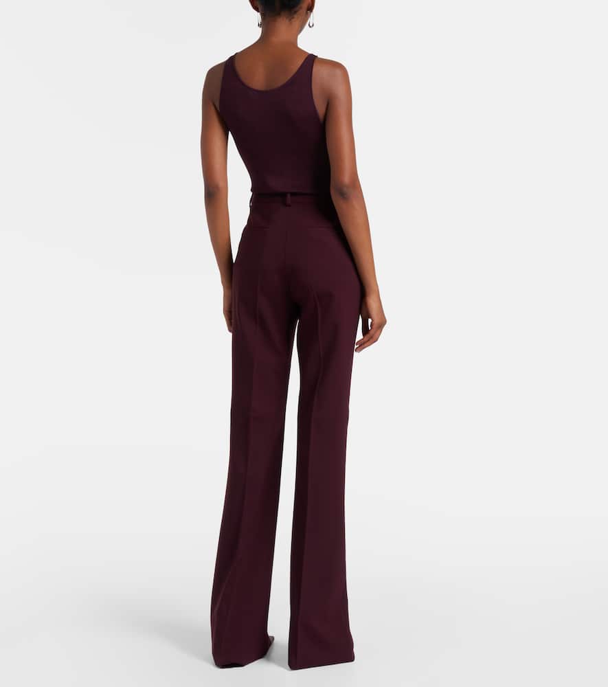 Sportmax Febe High-rise Wool-blend Flared Pants In Burgundy