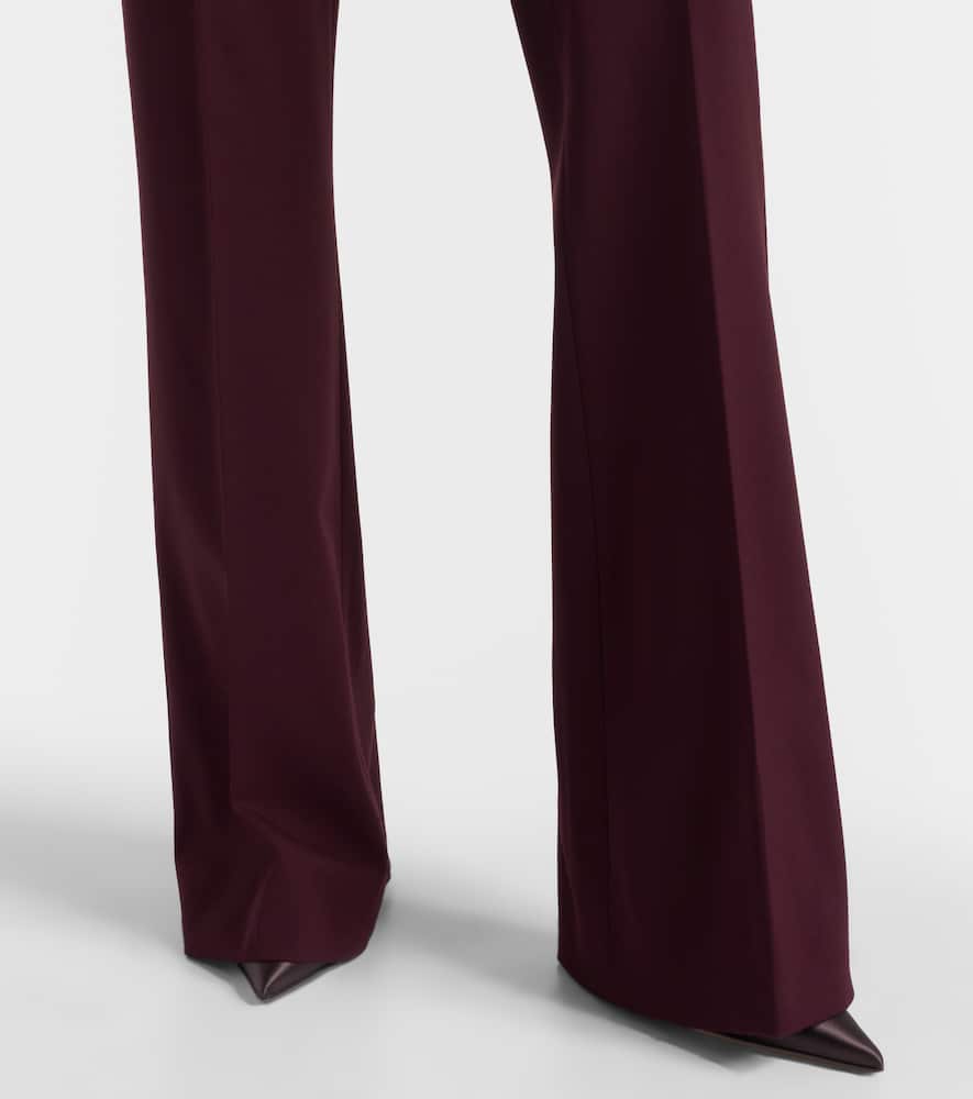 Sportmax Febe High-rise Wool-blend Flared Pants In Burgundy