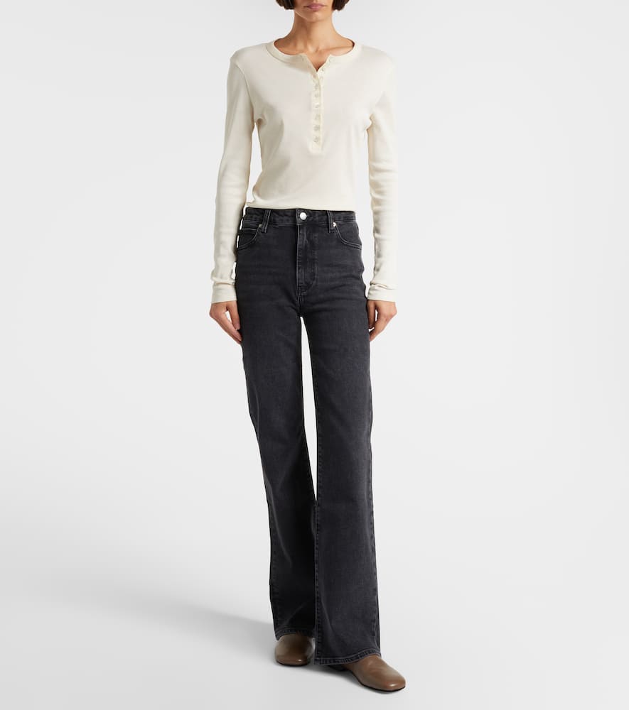 Frame Arrow High-rise Bootcut Jeans In Black