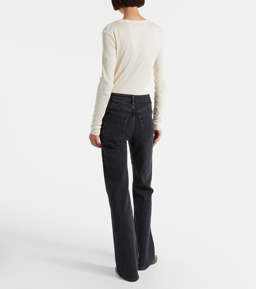 Frame Arrow High-rise Bootcut Jeans In Black