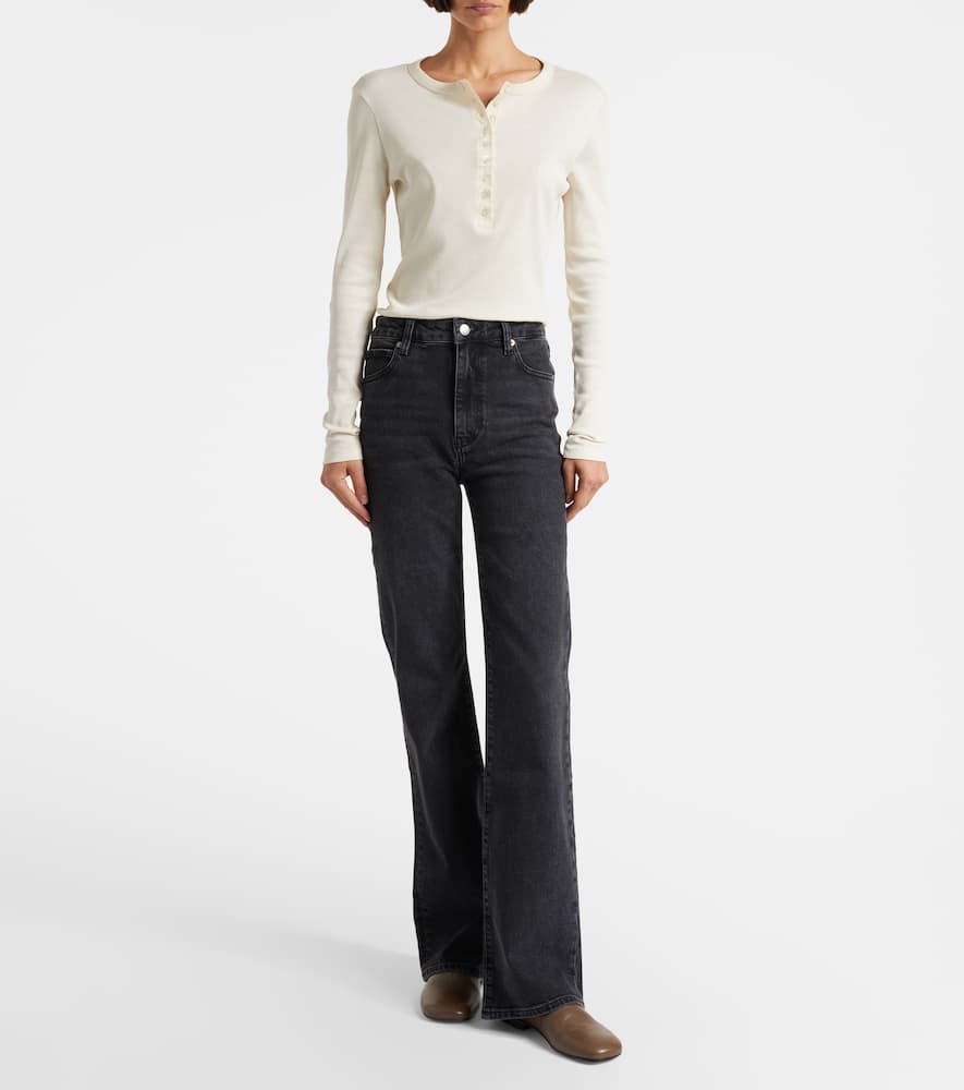 Frame Arrow High-rise Bootcut Jeans In Black