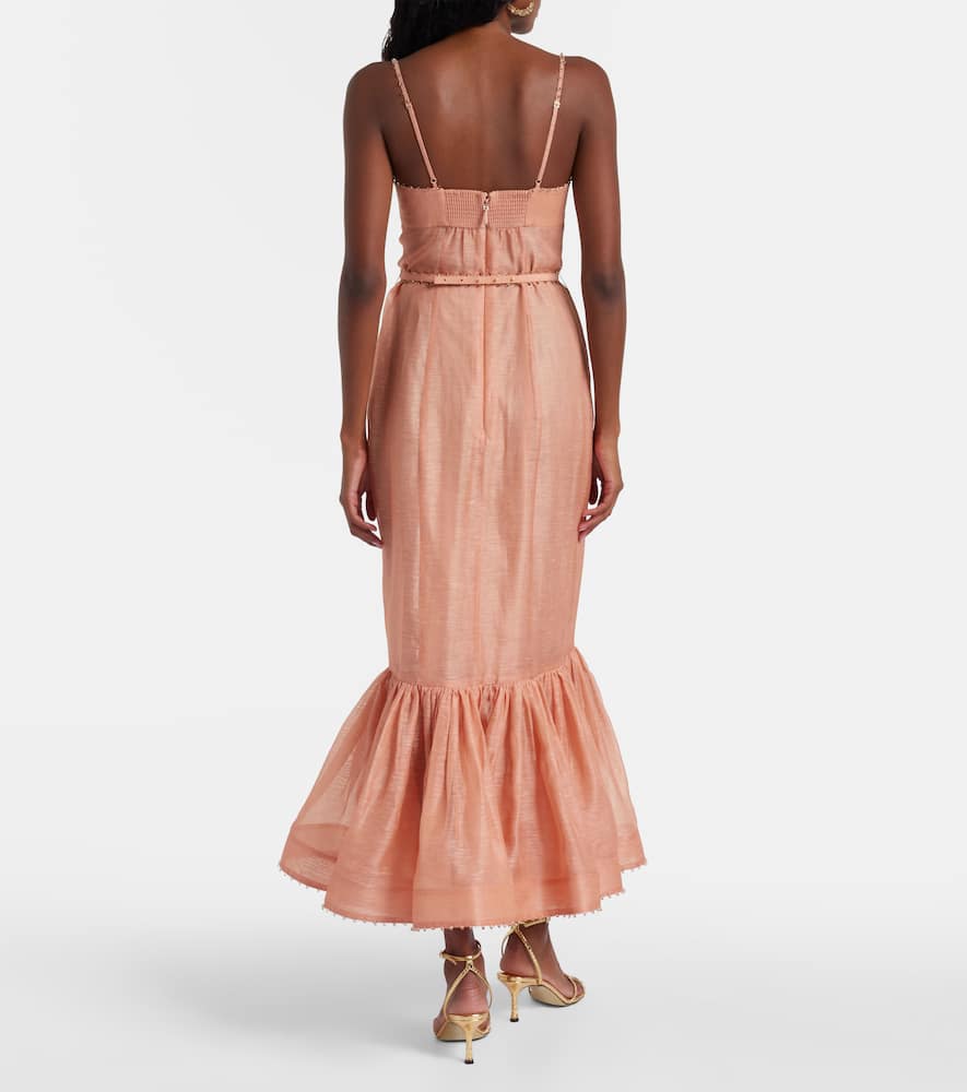 Zimmermann Hypnotic Embellished Linen And Silk Gown In Pink